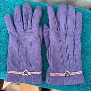 Purple Moschino Leather And Angora Driving Gloves With Nickel Heart Charm Sz 7.5
